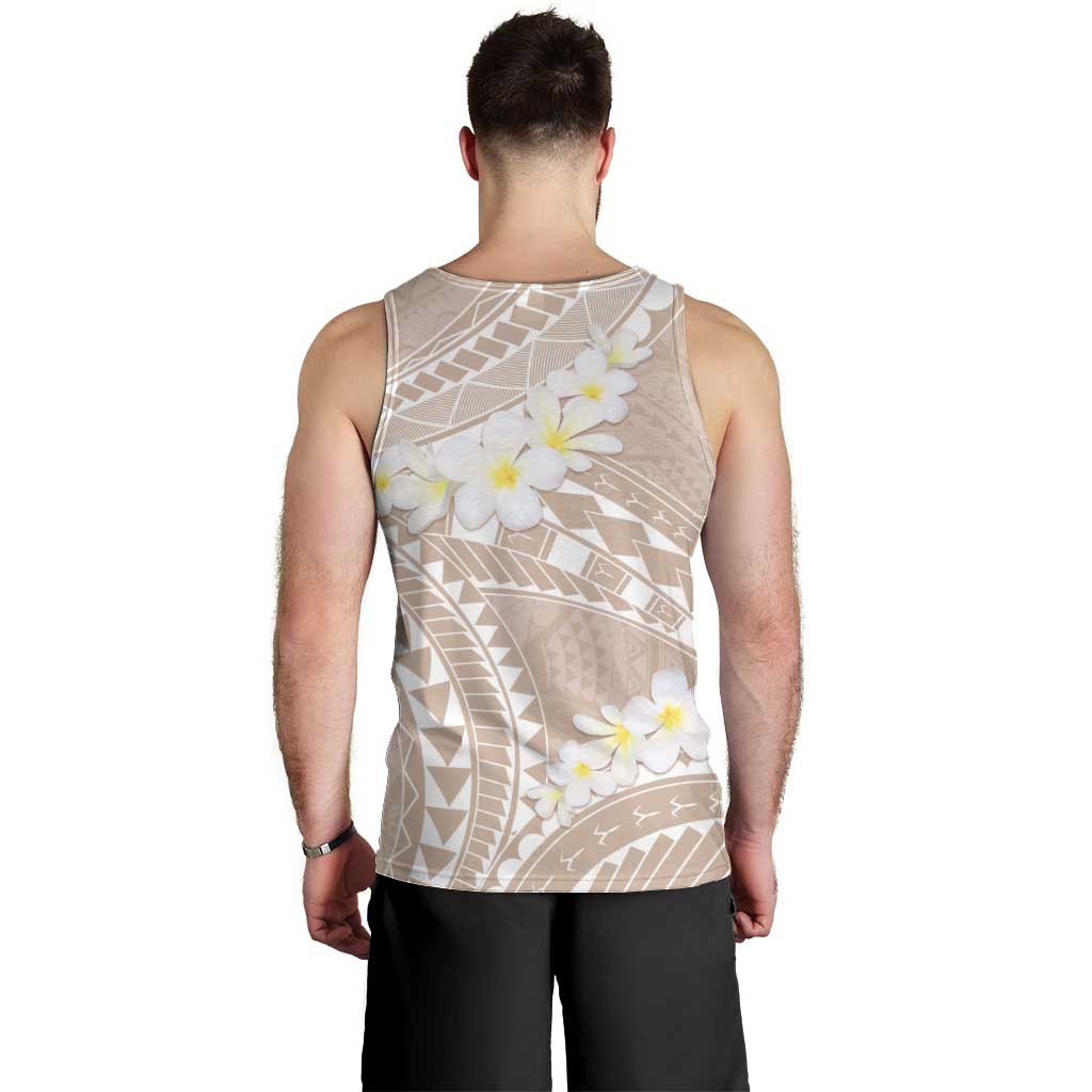 Polynesian Vintage Floral Men Tank Top Beige Motifs LT7 - Polynesian Pride