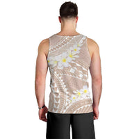 Polynesian Vintage Floral Men Tank Top Beige Motifs LT7 - Polynesian Pride