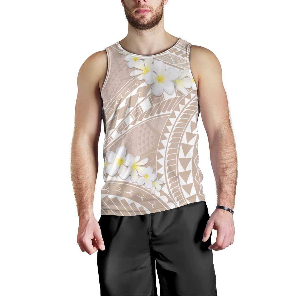Polynesian Vintage Floral Men Tank Top Beige Motifs LT7 - Polynesian Pride