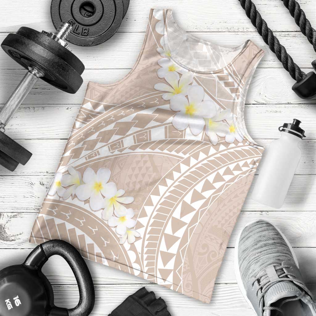 Polynesian Vintage Floral Men Tank Top Beige Motifs LT7 - Polynesian Pride
