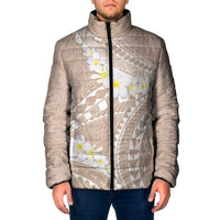 Polynesian Vintage Floral Padded Jacket Beige Motifs - Polynesian Pride