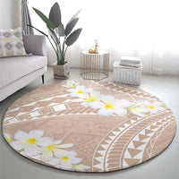 Polynesian Vintage Floral Round Carpet Beige Motifs - Polynesian Pride