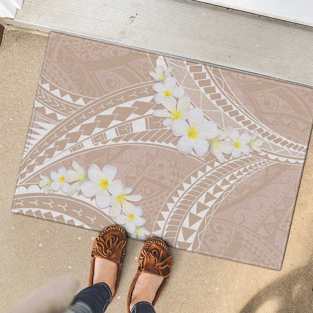 Polynesian Vintage Floral Rubber Doormat Beige Motifs - Polynesian Pride