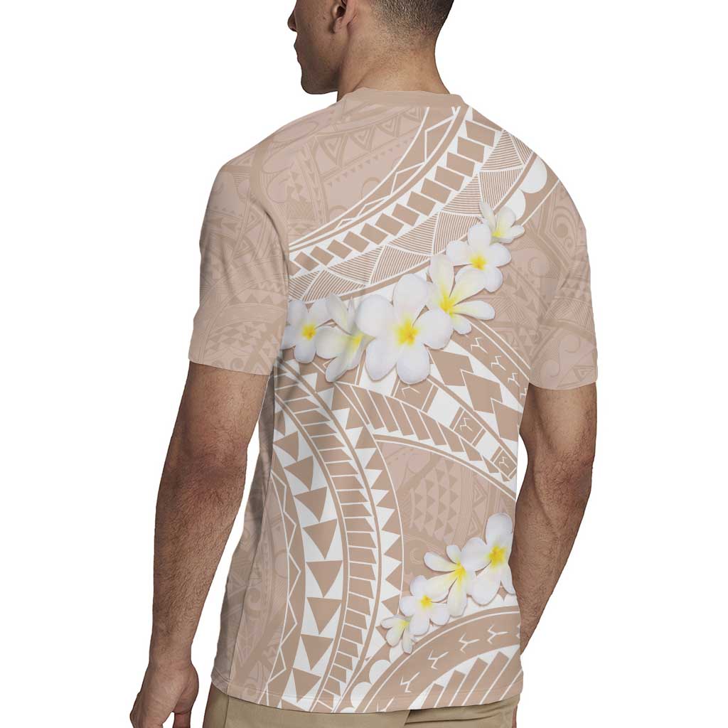 Polynesian Vintage Floral Rugby Jersey Beige Motifs - Polynesian Pride
