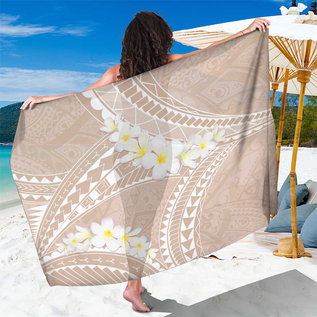 Polynesian Vintage Floral Sarong Beige Motifs LT7 One Size 44 x 66 inches Beige - Polynesian Pride