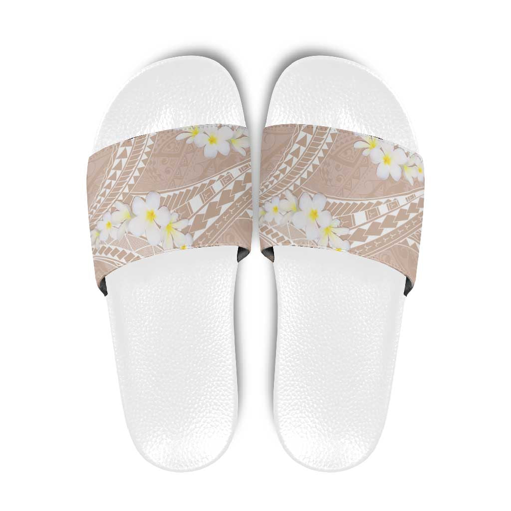 Polynesian Vintage Floral Slide Sandals Beige Motifs - Polynesian Pride