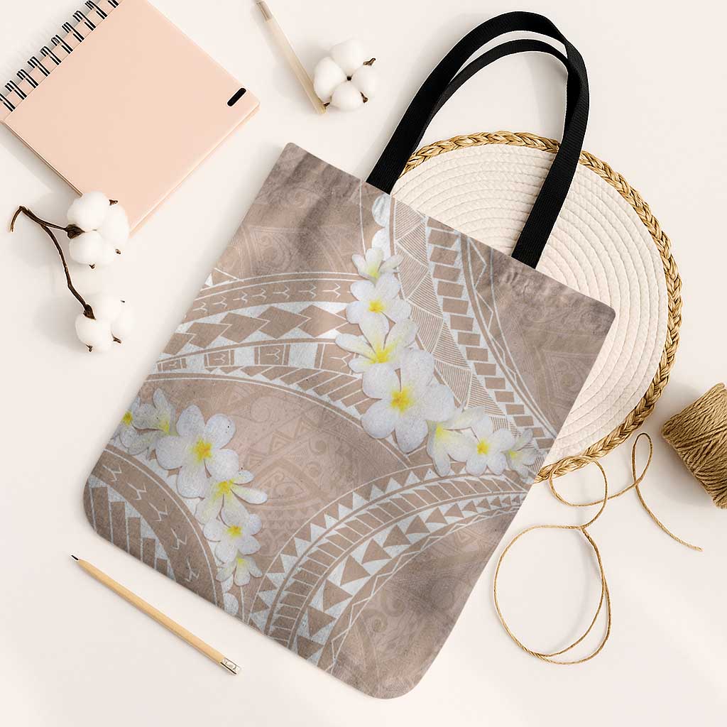 Polynesian Vintage Floral Tote Bag Beige Motifs LT7 Black Strap One Size Beige - Polynesian Pride