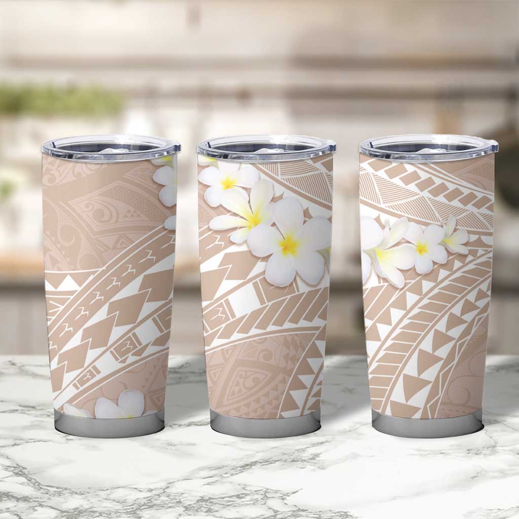 Polynesian Vintage Floral Tumbler Cup Beige Motifs - Polynesian Pride