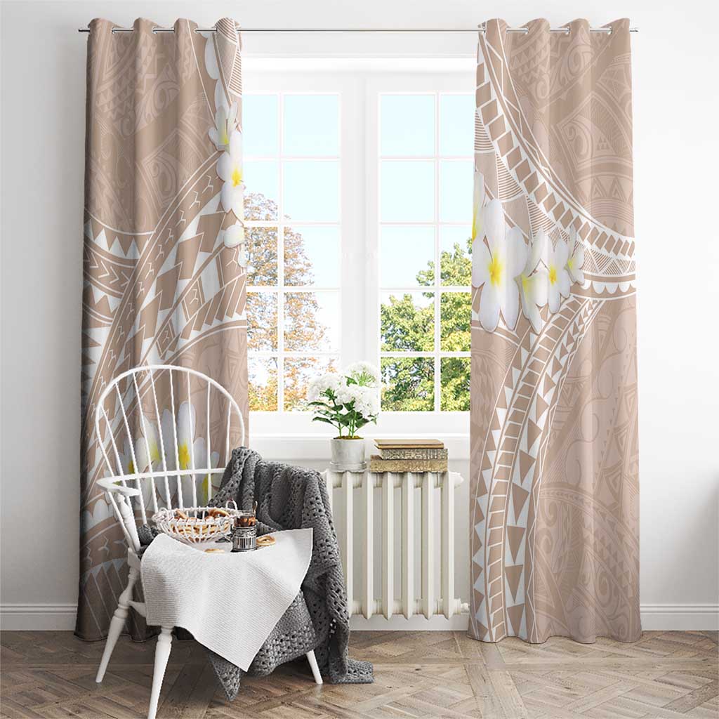 Polynesian Vintage Floral Window Curtain Beige Motifs - Polynesian Pride