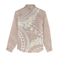 Polynesian Vintage Floral Women Casual Shirt Beige Motifs - Polynesian Pride