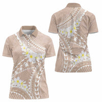 Polynesian Vintage Floral Women Polo Shirt Beige Motifs - Polynesian Pride