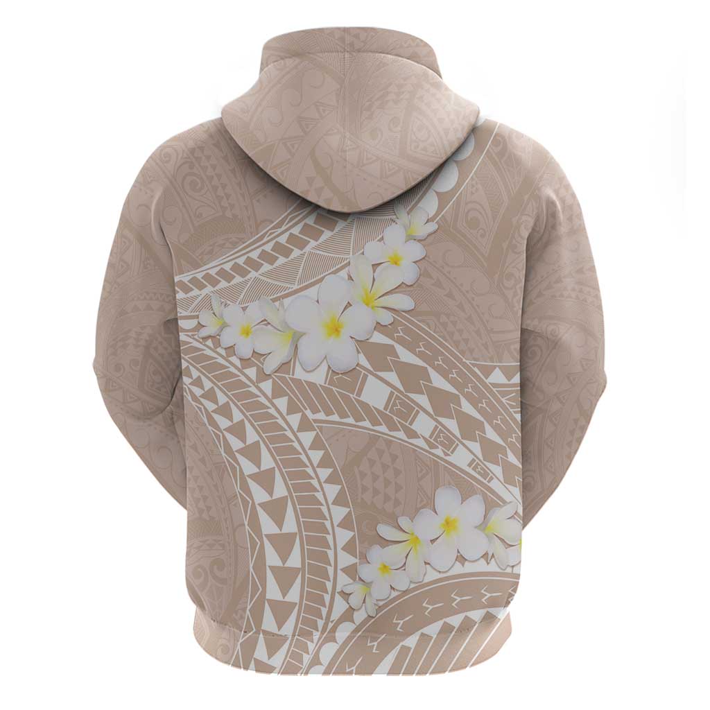 Polynesian Vintage Floral Zip Hoodie Beige Motifs - Polynesian Pride