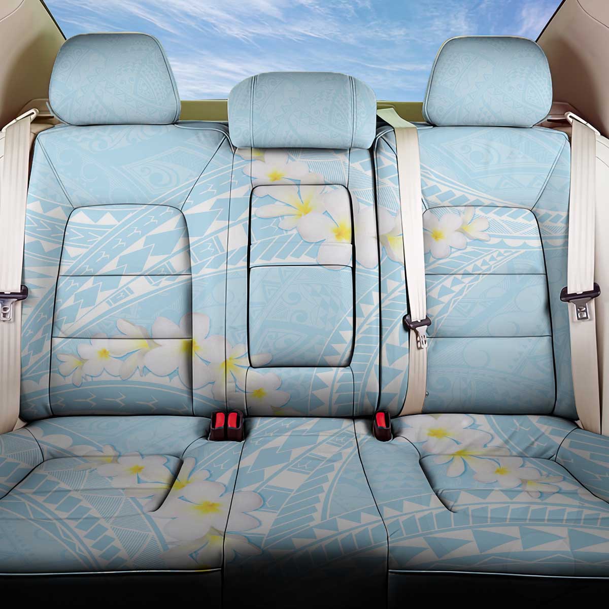 Polynesian Vintage Floral Back Car Seat Cover Azure Motifs LT7 One Size Azure - Polynesian Pride