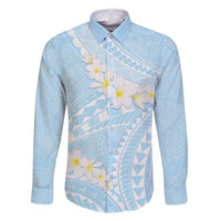Polynesian Vintage Floral Family Matching Long Sleeve Bodycon Dress and Hawaiian Shirt Azure Motifs LT7 Dad's Shirt - Long Sleeve Azure - Polynesian Pride