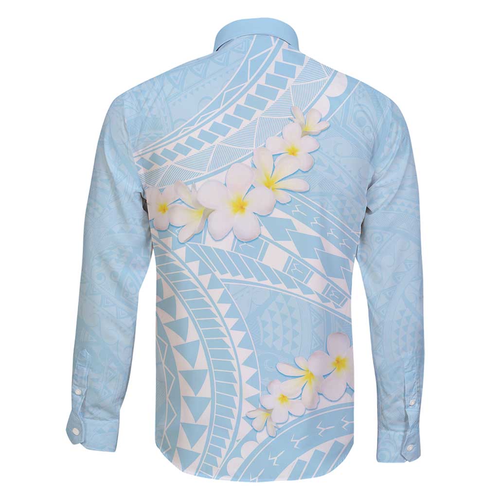 Polynesian Vintage Floral Family Matching Long Sleeve Bodycon Dress and Hawaiian Shirt Azure Motifs LT7 - Polynesian Pride