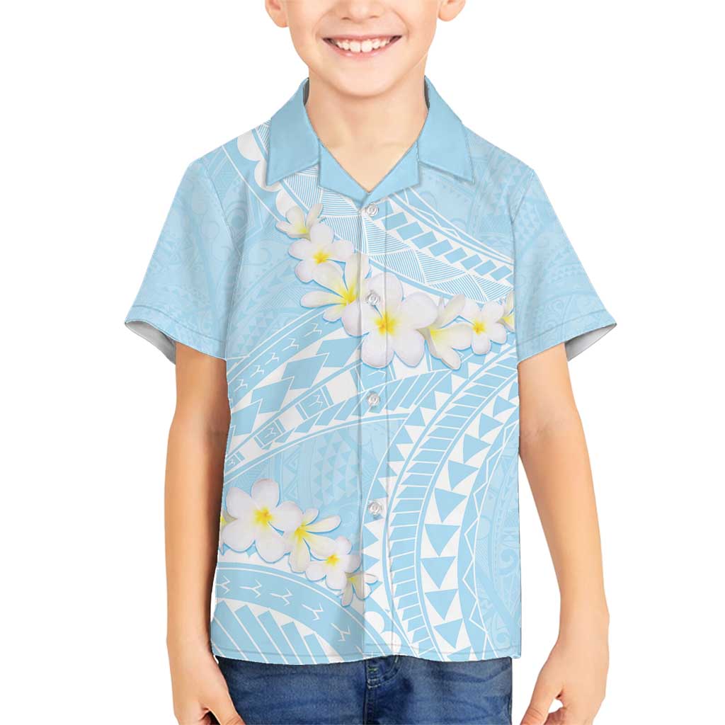 Polynesian Vintage Floral Family Matching Long Sleeve Bodycon Dress and Hawaiian Shirt Azure Motifs LT7 Son's Shirt Azure - Polynesian Pride