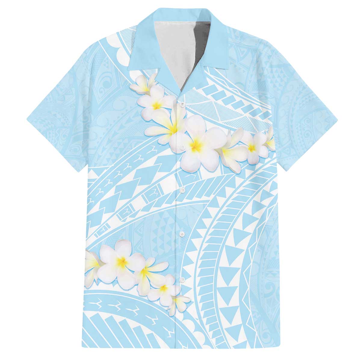 Polynesian Vintage Floral Family Matching Off The Shoulder Long Sleeve Dress and Hawaiian Shirt Azure Motifs - Polynesian Pride