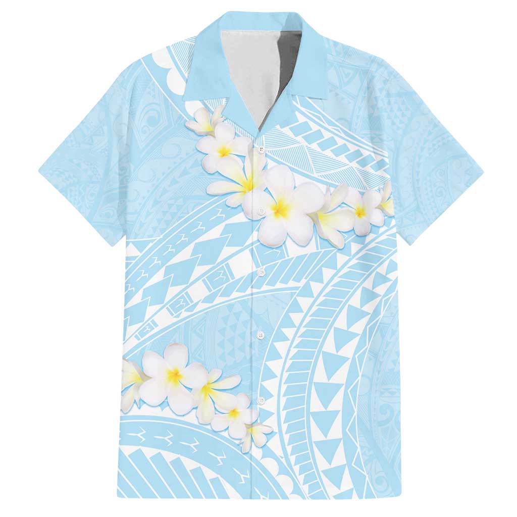 Polynesian Vintage Floral Family Matching Puletasi and Hawaiian Shirt Azure Motifs - Polynesian Pride