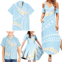 Polynesian Vintage Floral Family Matching Summer Maxi Dress and Hawaiian Shirt Azure Motifs - Polynesian Pride