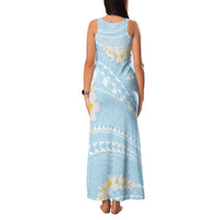 Polynesian Vintage Floral Family Matching Tank Maxi Dress and Hawaiian Shirt Azure Motifs - Polynesian Pride