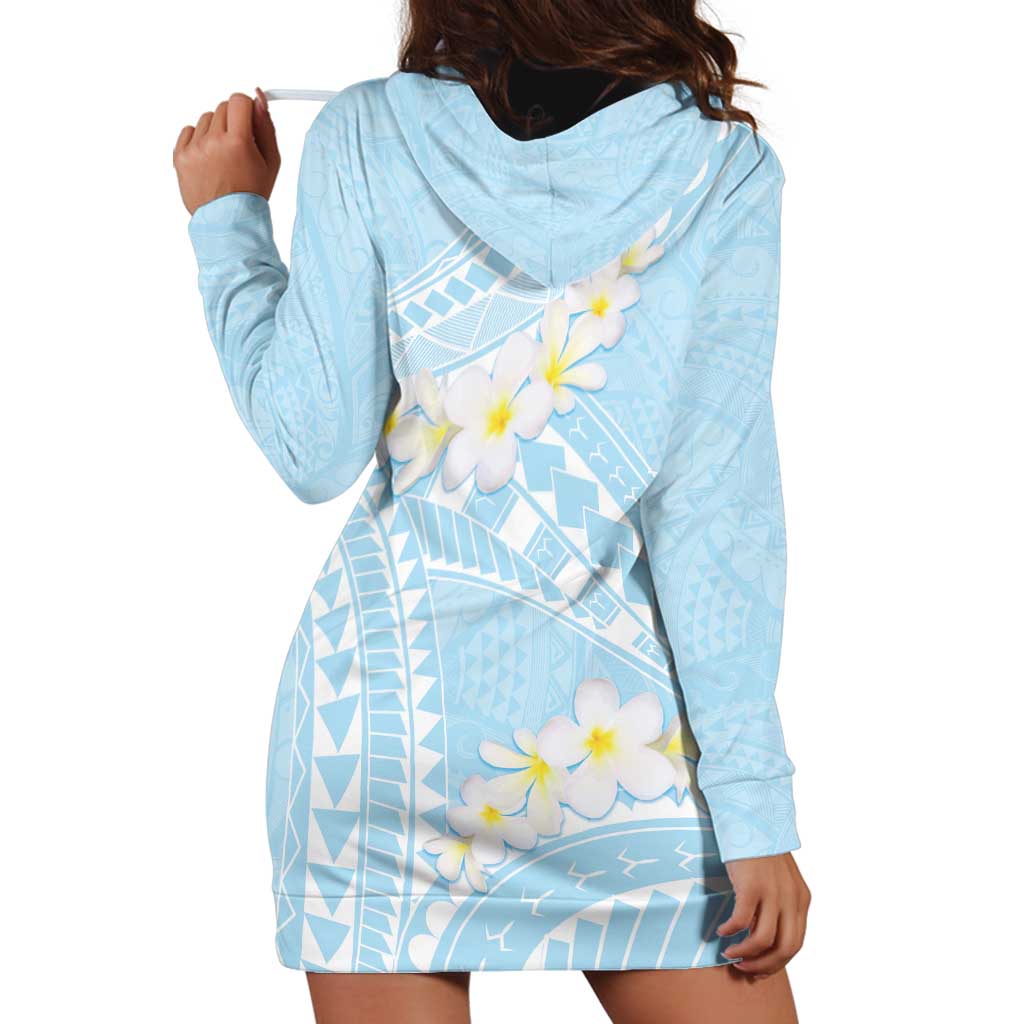 Polynesian Vintage Floral Hoodie Dress Azure Motifs LT7 - Polynesian Pride