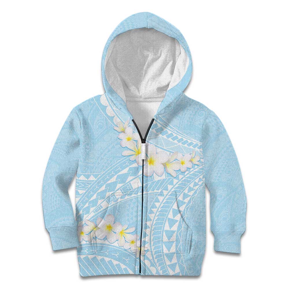 Polynesian Vintage Floral Kid Hoodie Azure Motifs - Polynesian Pride