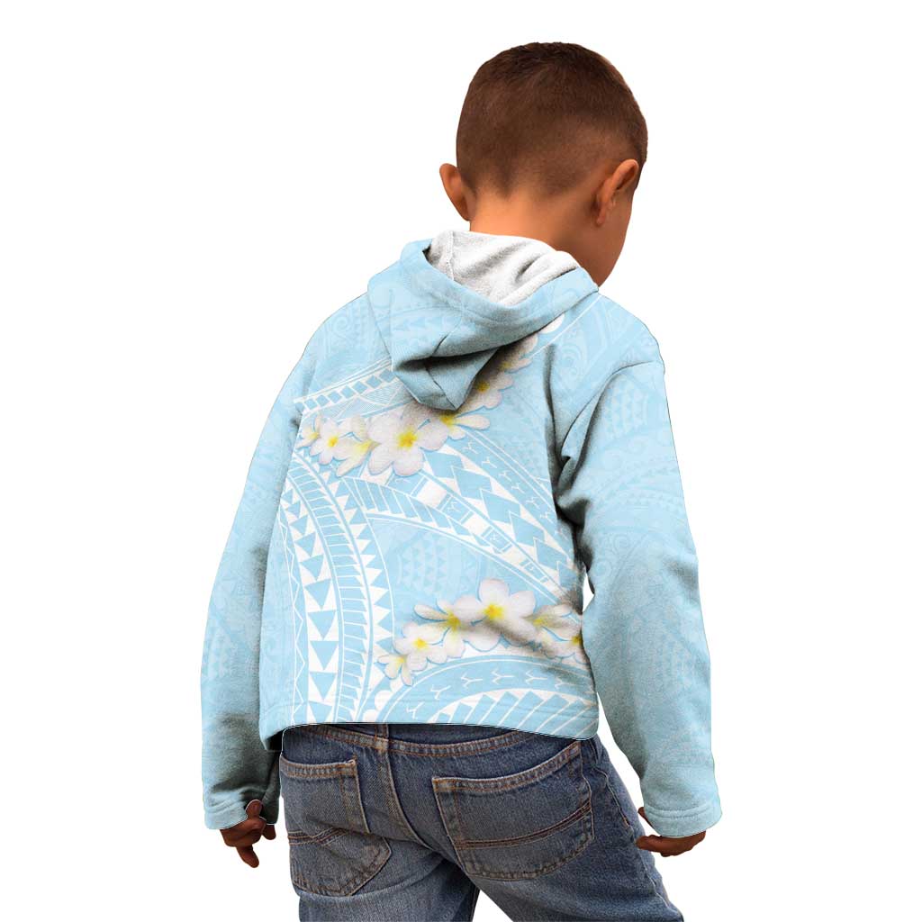 Polynesian Vintage Floral Kid Hoodie Azure Motifs - Polynesian Pride