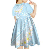 Polynesian Vintage Floral Kid Short Sleeve Dress Azure Motifs - Polynesian Pride