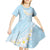 Polynesian Vintage Floral Kid Short Sleeve Dress Azure Motifs - Polynesian Pride