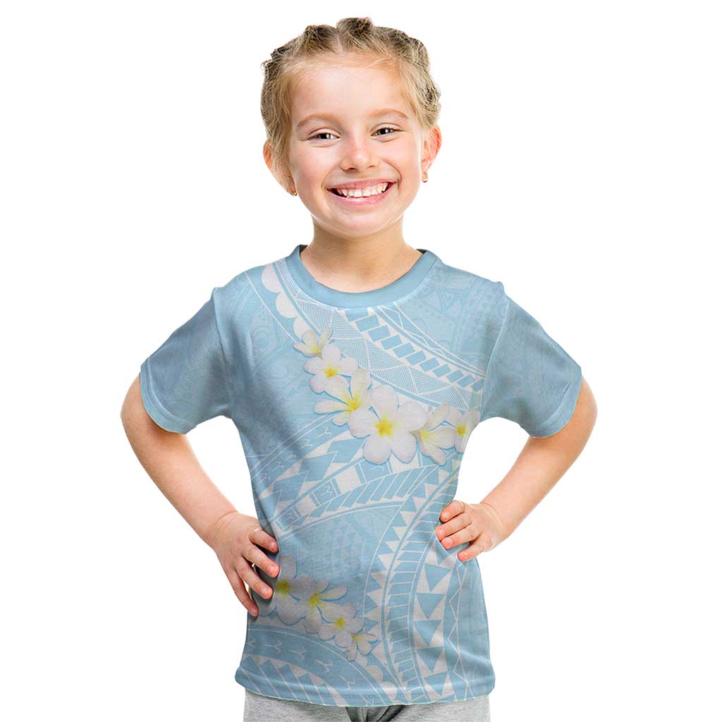 Polynesian Vintage Floral Kid T Shirt Azure Motifs LT7 Azure - Polynesian Pride
