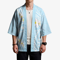 Polynesian Vintage Floral Kimono Azure Motifs - Polynesian Pride