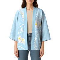 Polynesian Vintage Floral Kimono Azure Motifs - Polynesian Pride