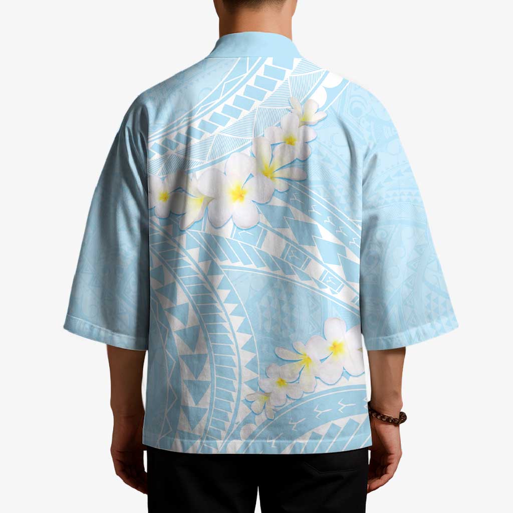 Polynesian Vintage Floral Kimono Azure Motifs - Polynesian Pride