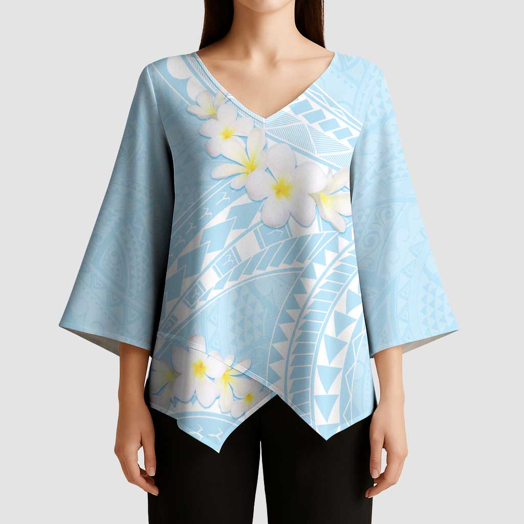 Polynesian Vintage Floral Kimono Sleeve Blouse Azure Motifs - Polynesian Pride
