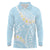 Polynesian Vintage Floral Long Sleeve Polo Shirt Azure Motifs - Polynesian Pride