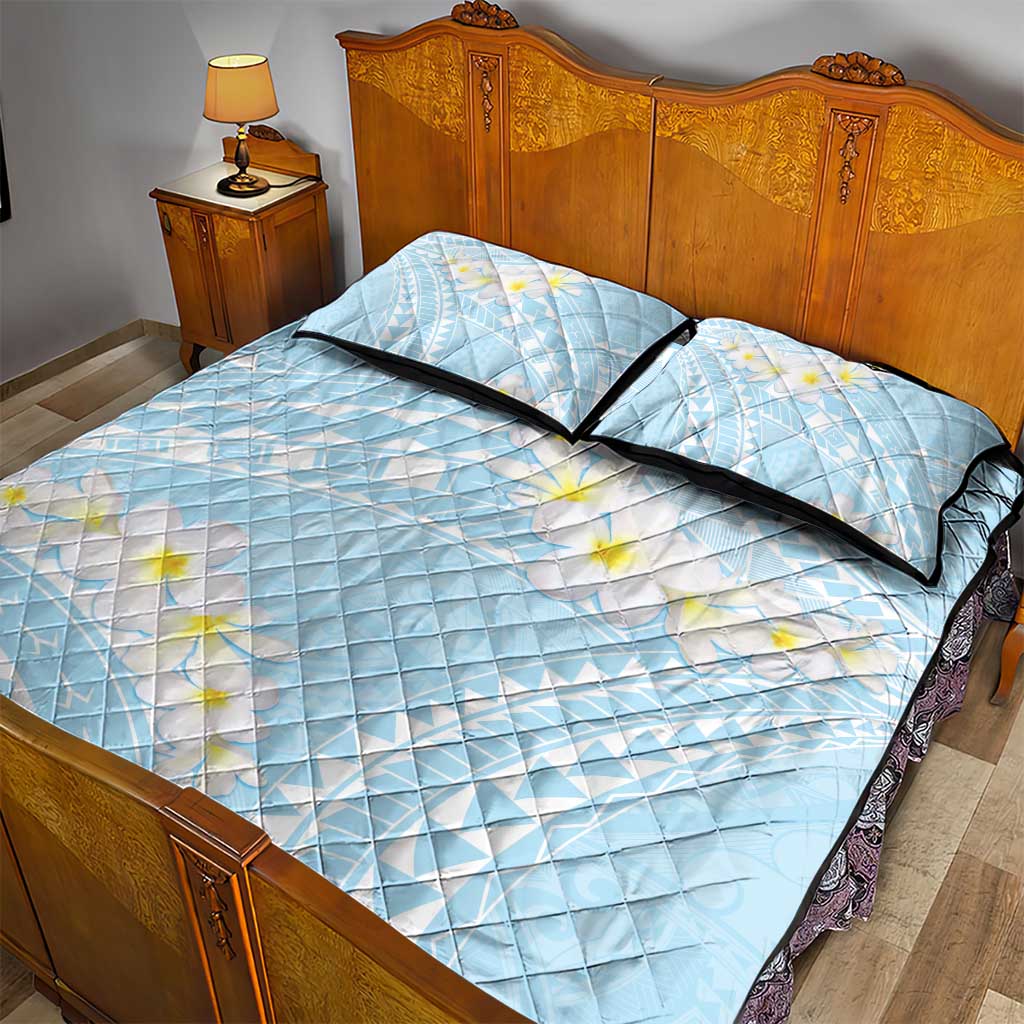 Polynesian Vintage Floral Quilt Bed Set Azure Motifs - Polynesian Pride