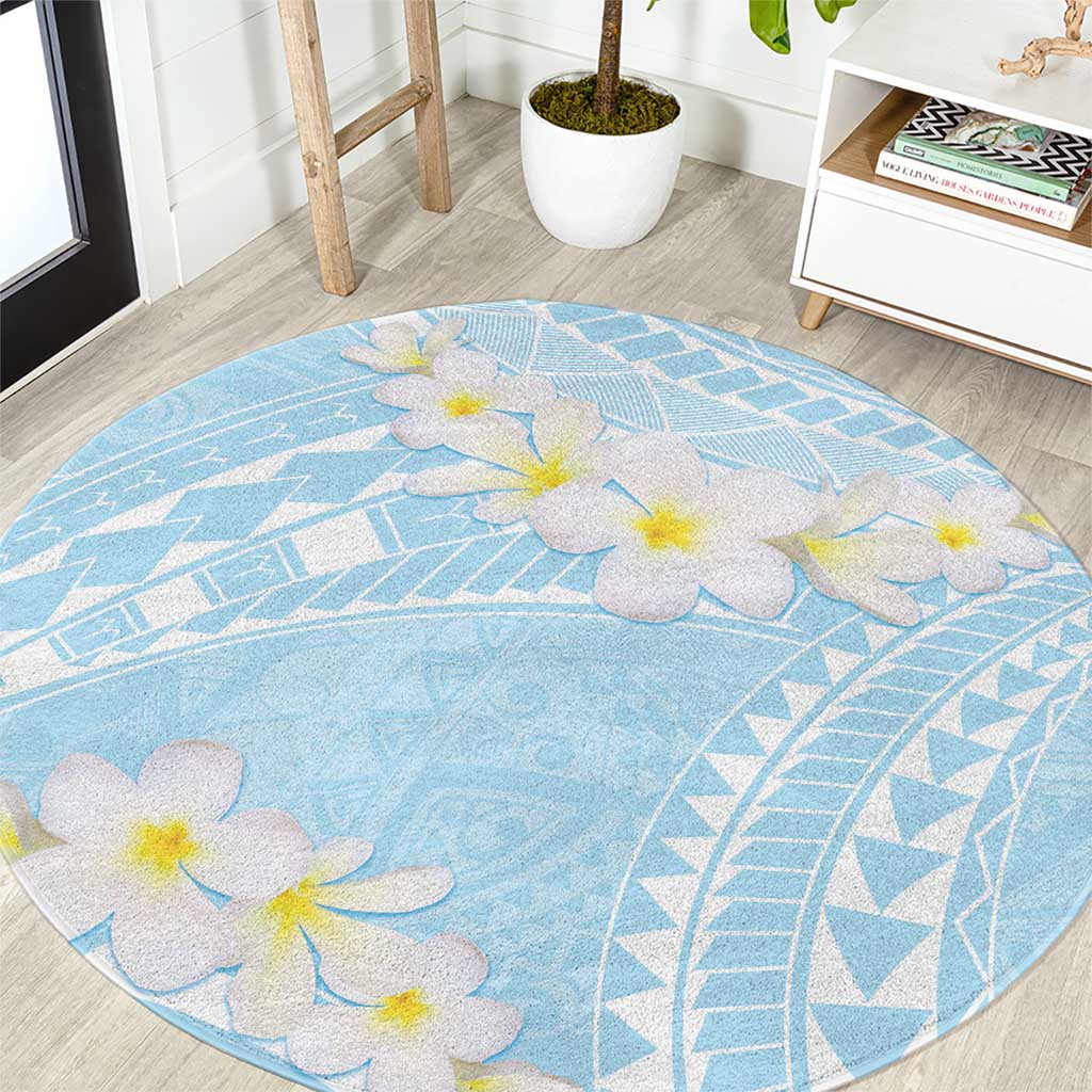 Polynesian Vintage Floral Round Carpet Azure Motifs - Polynesian Pride