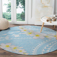 Polynesian Vintage Floral Round Carpet Azure Motifs - Polynesian Pride