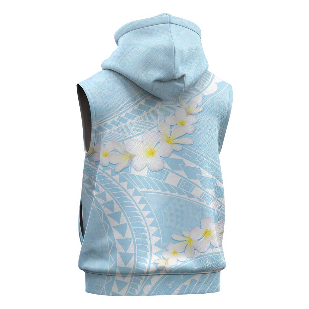 Polynesian Vintage Floral Sleeveless Hoodie Azure Motifs - Polynesian Pride