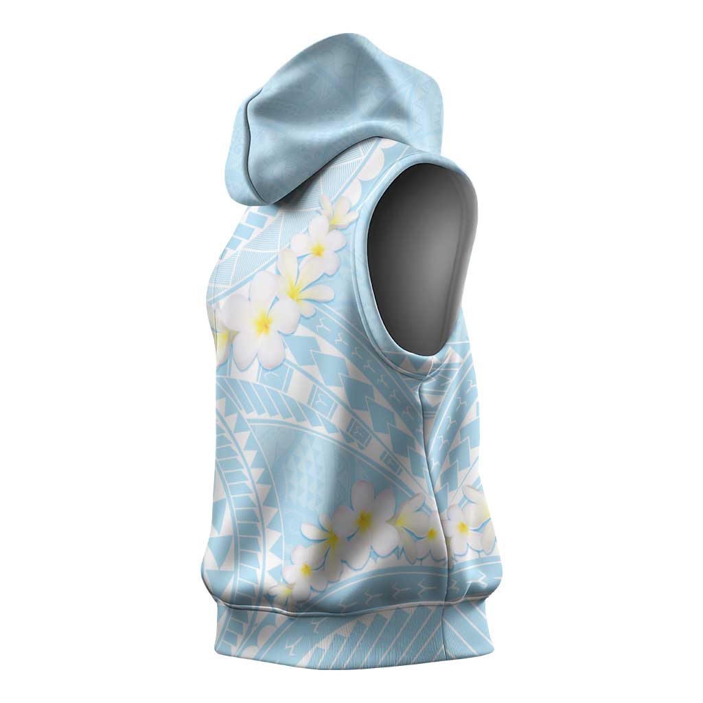 Polynesian Vintage Floral Sleeveless Hoodie Azure Motifs - Polynesian Pride
