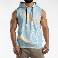 Polynesian Vintage Floral Sleeveless Hoodie Azure Motifs - Polynesian Pride
