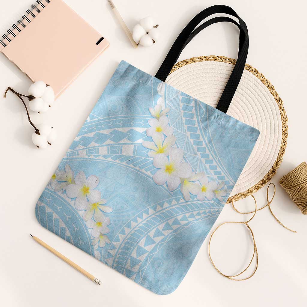 Polynesian Vintage Floral Tote Bag Azure Motifs LT7 Black Strap One Size Azure - Polynesian Pride