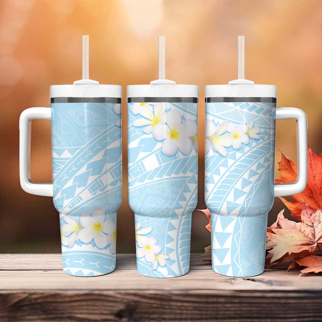 Polynesian Vintage Floral Tumbler With Handle Azure Motifs - Polynesian Pride