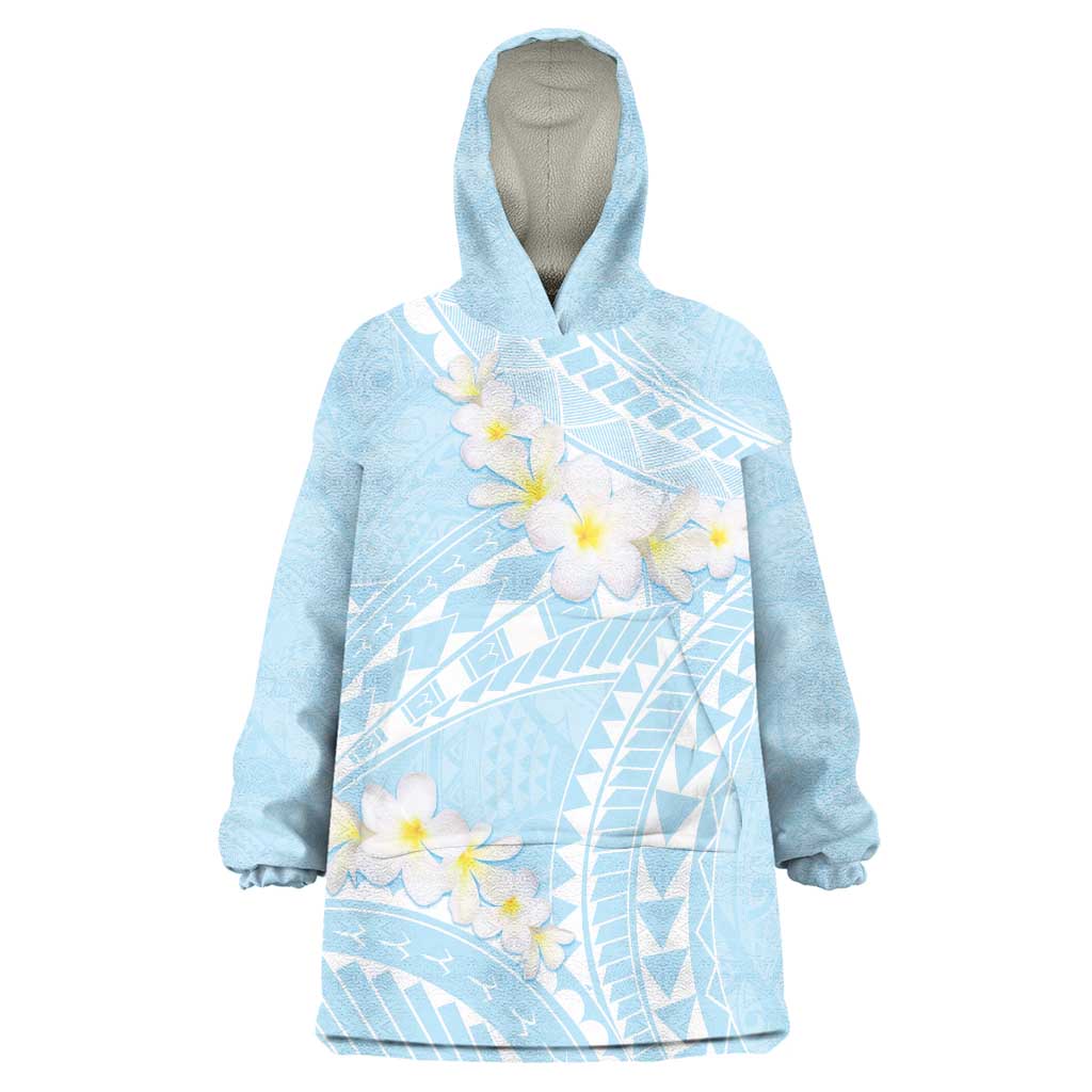 Polynesian Vintage Floral Wearable Blanket Hoodie Azure Motifs LT7 One Size Azure - Polynesian Pride