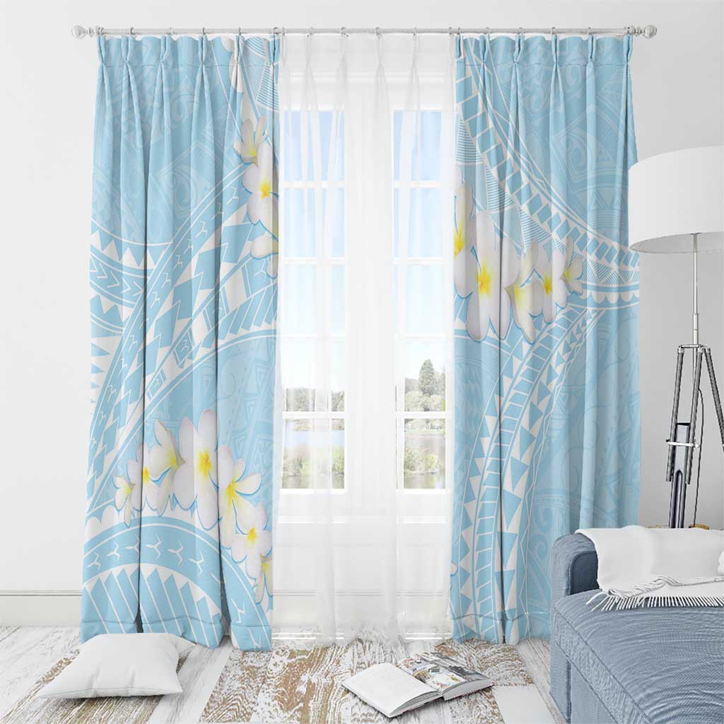 Polynesian Vintage Floral Window Curtain Azure Motifs - Polynesian Pride