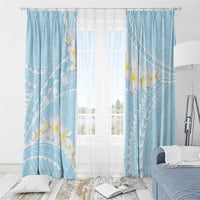 Polynesian Vintage Floral Window Curtain Azure Motifs - Polynesian Pride