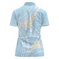 Polynesian Vintage Floral Women Polo Shirt Azure Motifs - Polynesian Pride