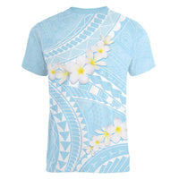 Polynesian Vintage Floral Women V-Neck T-Shirt Azure Motifs - Polynesian Pride