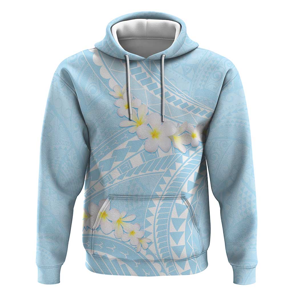 Polynesian Vintage Floral Zip Hoodie Azure Motifs - Polynesian Pride