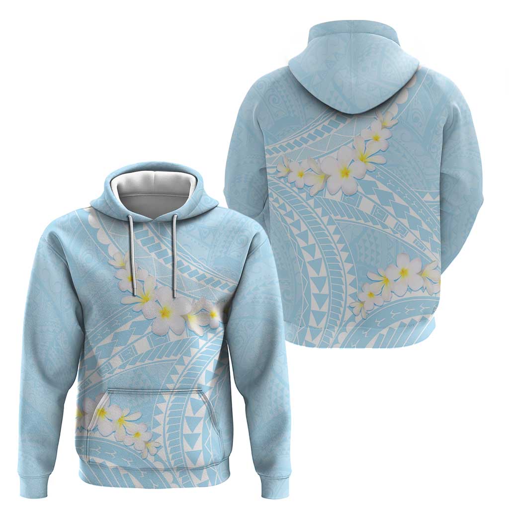 Polynesian Vintage Floral Zip Hoodie Azure Motifs - Polynesian Pride